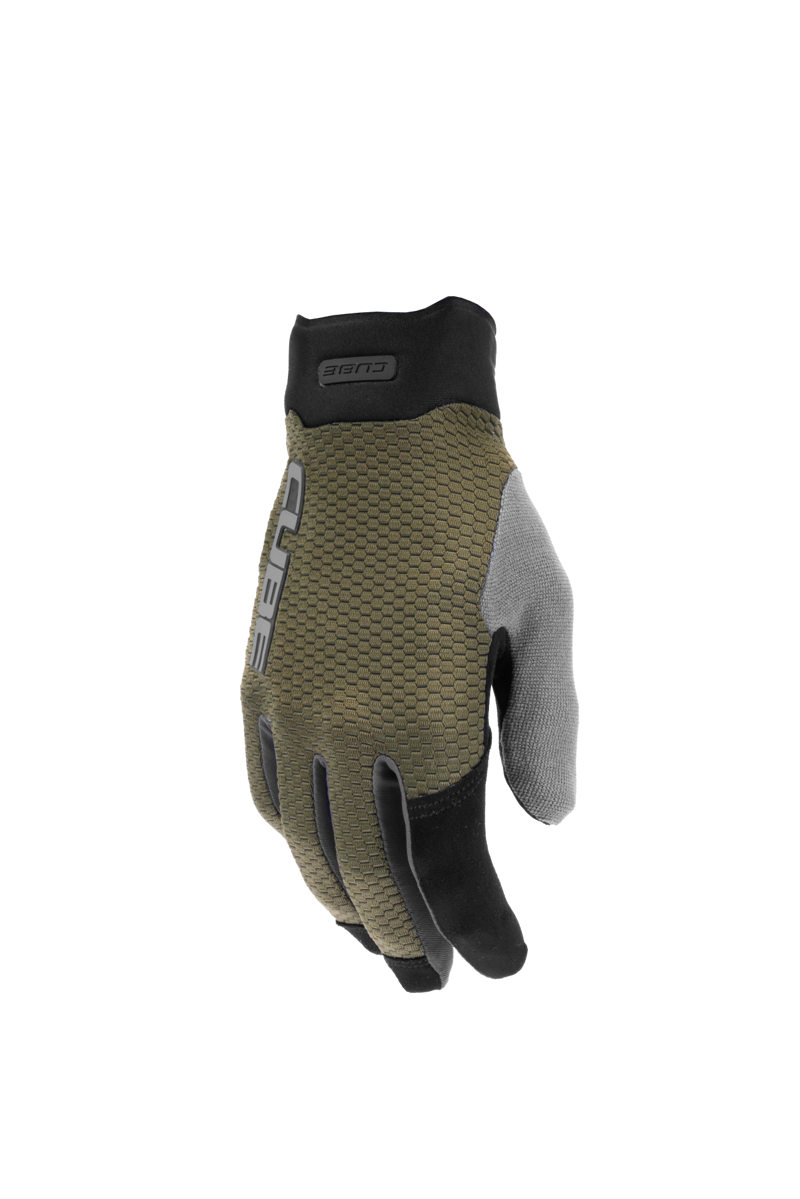 Cube Gloves Gravity Long Finger Tm In Olive Green/Grey