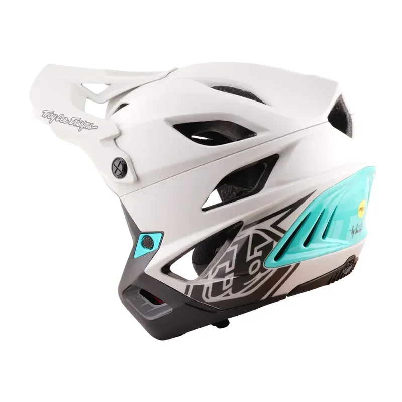 Troy Lee Designs Stage Drone Stunt Helmet in Pumice/Real Teal-1