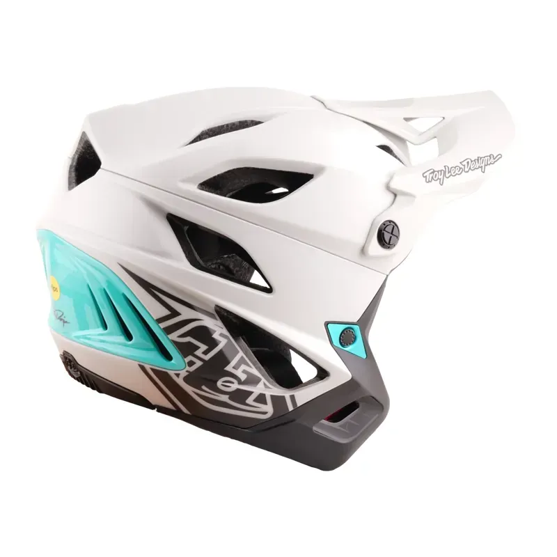 Troy Lee Designs Stage Drone Stunt Helmet in Pumice/Real Teal-3