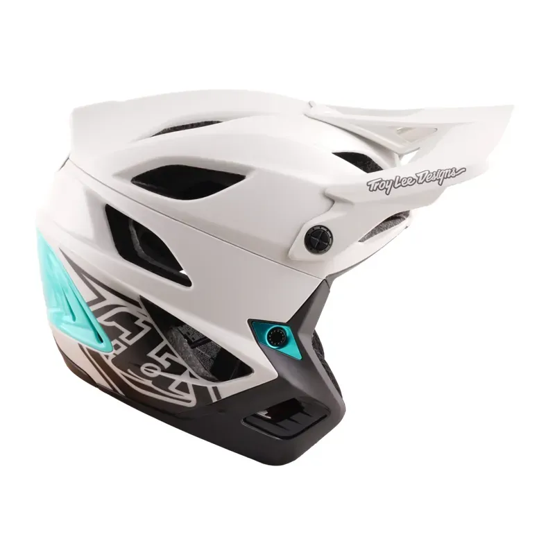 Troy Lee Designs Stage Drone Stunt Helmet in Pumice/Real Teal-4